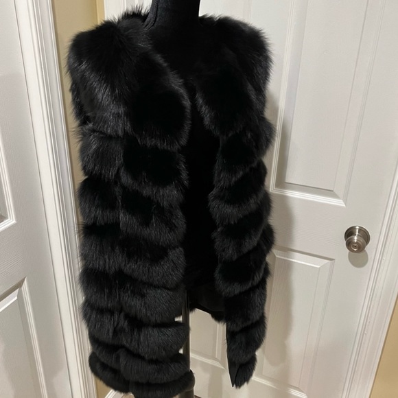Genuine fox fur vest jacket coat trench winter bomber jacket real fur long vest - Picture 16 of 17